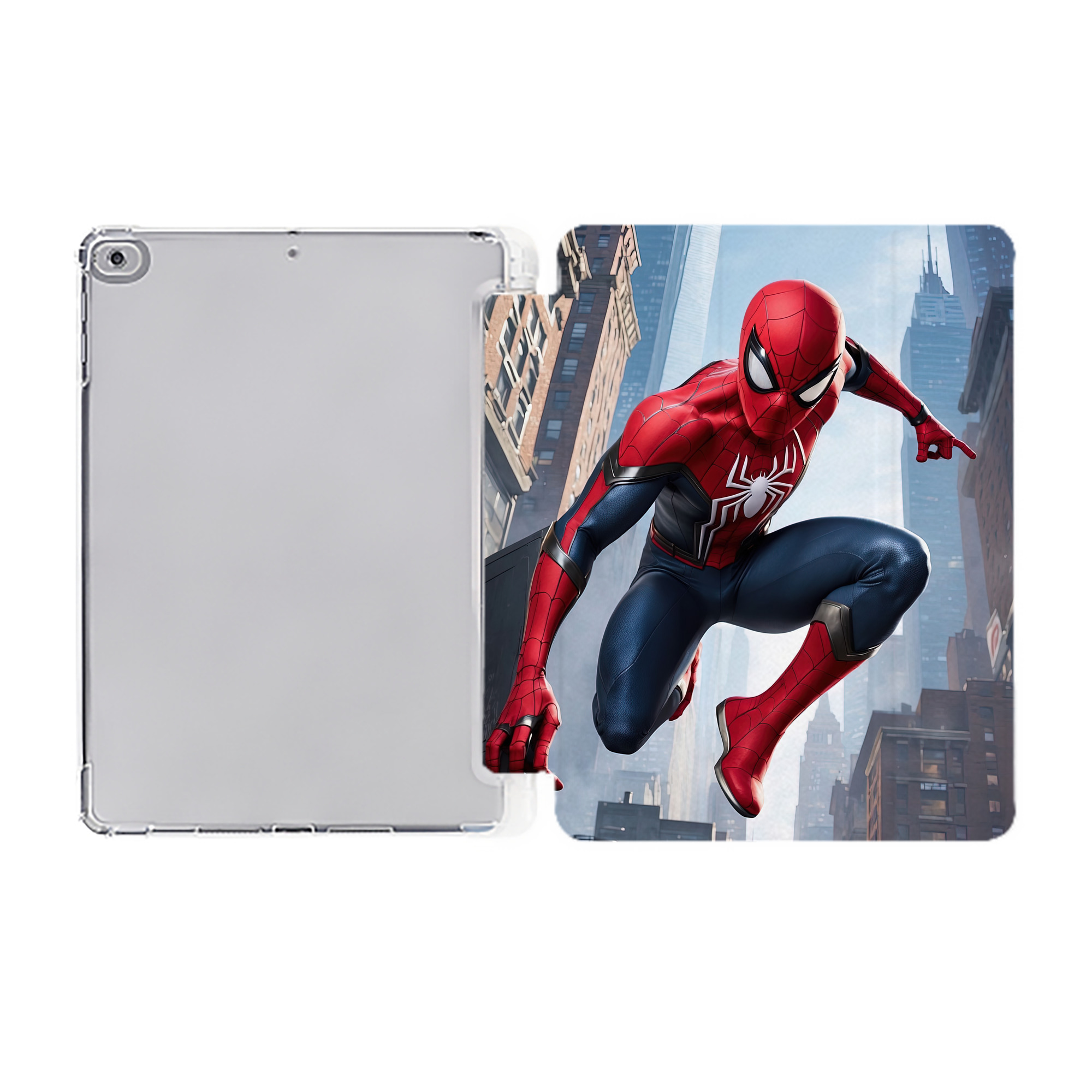 （画像用） Spider Man スパイダーマン IPad ケース ペン収納付き 三つ折りスタンド PUレザー×シリコン 対応機種9.5/10.5/10.9インチ